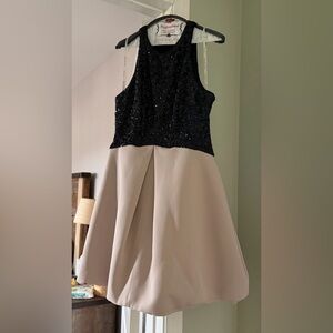 Halston Heritage Black and Cream Wedding Dress